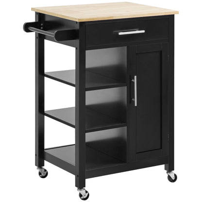 Kitchen Island, Compact Kitchen Cart on Wheels with Open Shelf &; Storage Drawer for Dining Room, Kitchen, Black Kitchen Islands & Kitchen Carts Black  at Gallery Canada