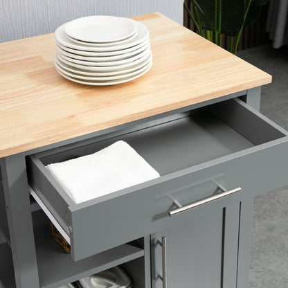 Kitchen Island, Compact Kitchen Cart on Wheels with Open Shelf &; Storage Drawer for Dining Room, Kitchen, Grey Kitchen Islands & Kitchen Carts   at Gallery Canada