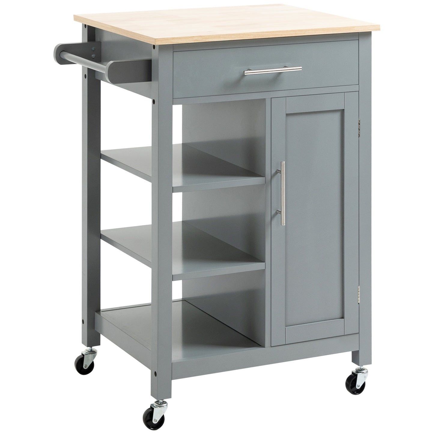 Kitchen Island, Compact Kitchen Cart on Wheels with Open Shelf &; Storage Drawer for Dining Room, Kitchen, Grey Kitchen Islands & Kitchen Carts Grey  at Gallery Canada