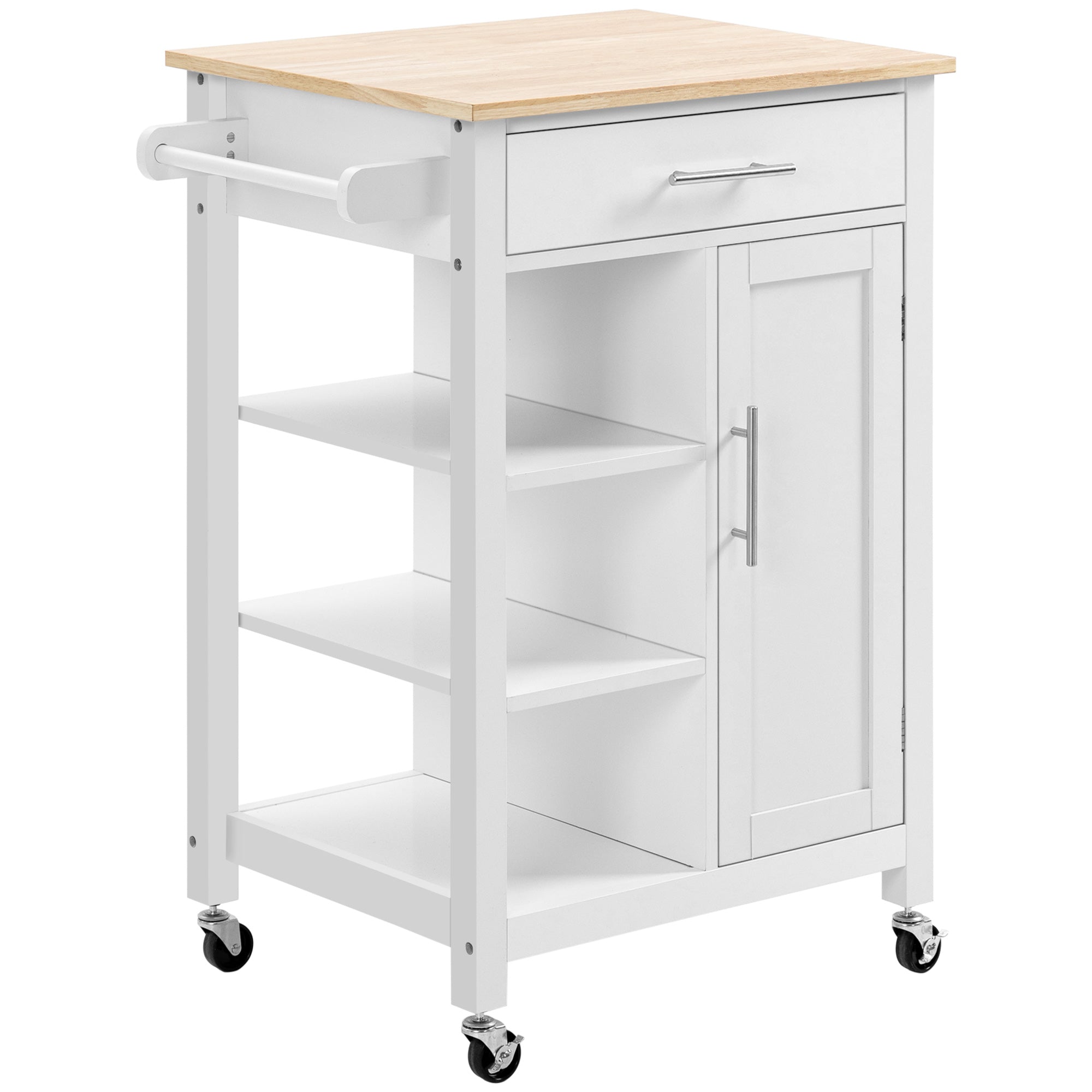 Kitchen Island, Compact Kitchen Cart on Wheels with Open Shelf &; Storage Drawer for Dining Room, Kitchen, White Kitchen Islands & Kitchen Carts White  at Gallery Canada