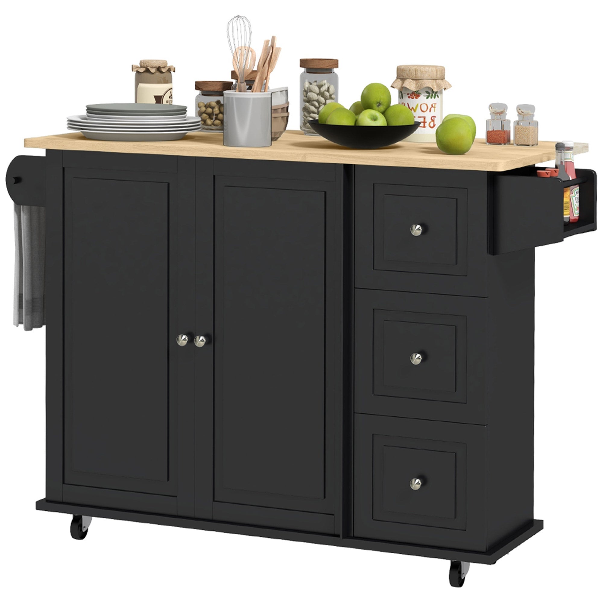 Kitchen Island on Wheels, Kitchen Cart with Drop Leaf, Drawers Kitchen Islands & Kitchen Carts Multi Colour  at Gallery Canada