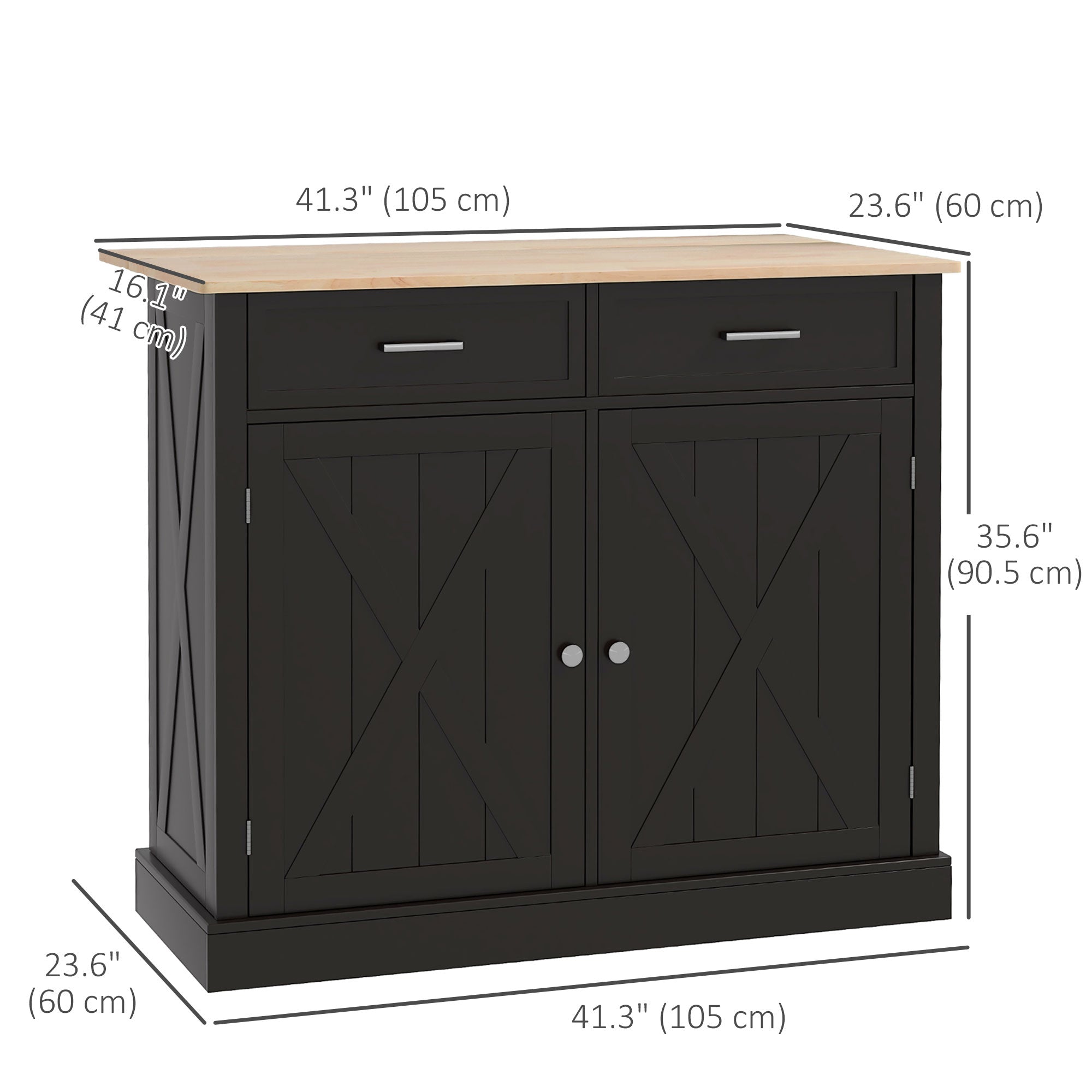 Kitchen Island with Drop Leaf, Rolling Kitchen Cart with 2 Drawers, Adjustable Shelves and Wood Countertop, Black Kitchen Islands & Kitchen Carts   at Gallery Canada