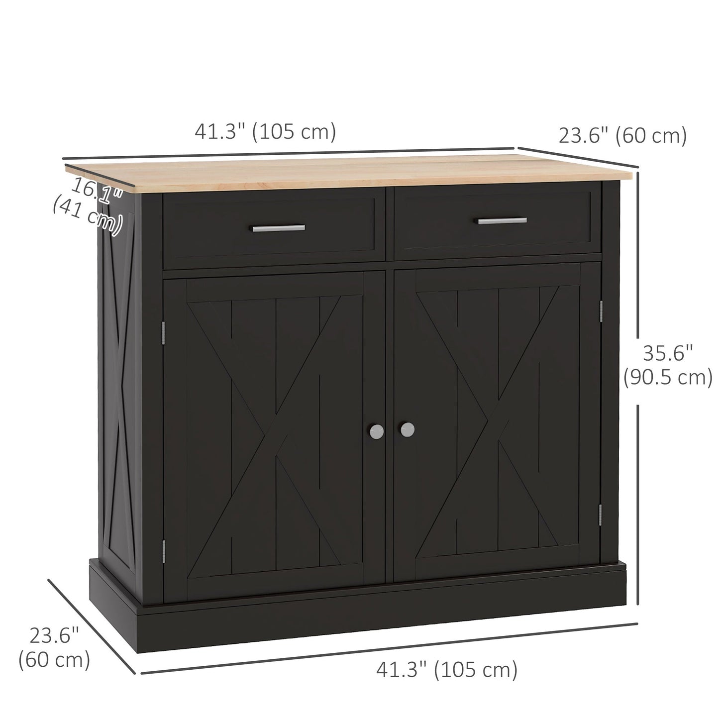 Kitchen Island with Drop Leaf, Rolling Kitchen Cart with 2 Drawers, Adjustable Shelves and Wood Countertop, Black Kitchen Islands & Kitchen Carts   at Gallery Canada