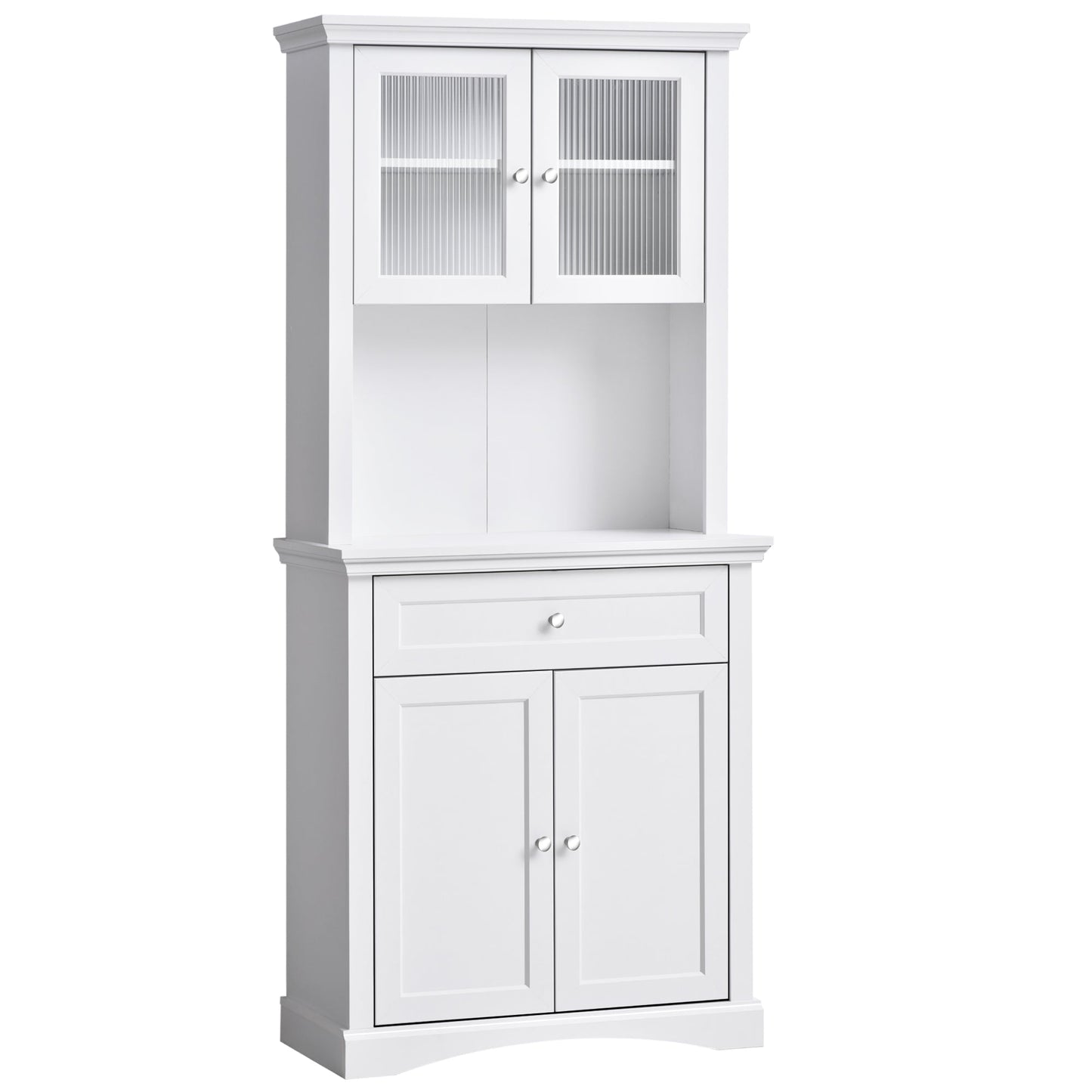 Kitchen Pantry, Freestanding Storage Cabinet, Cupboard with Drawer, Glass Doors, Adjustable Shelving, White Kitchen Pantry Cabinets White  at Gallery Canada