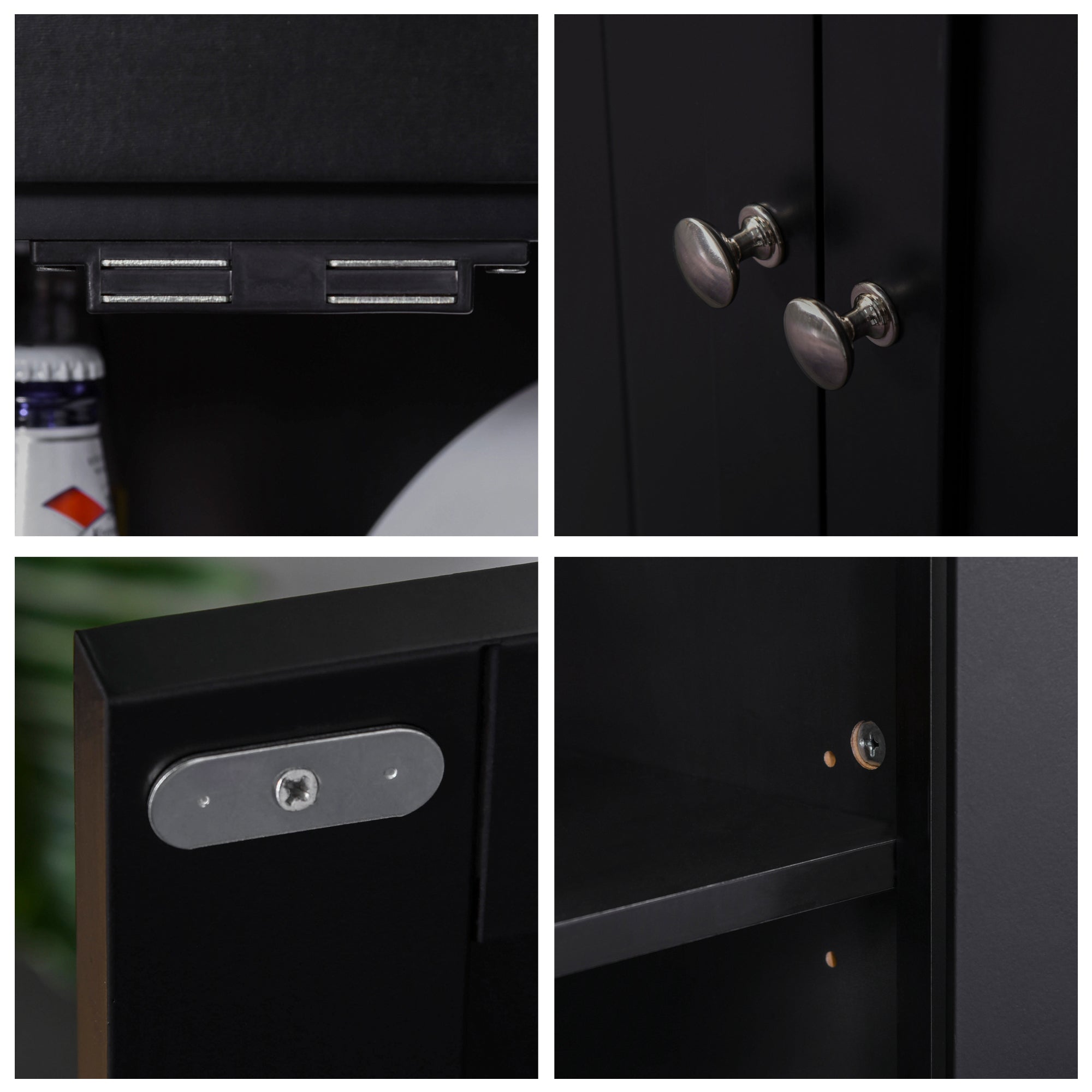 Kitchen Pantry Storage Cabinet, Freestanding Buffet Hutch Wooden Cupboard with Framed Glass Door, Drawer and Microwave Space, Black Kitchen Pantry Cabinets   at Gallery Canada