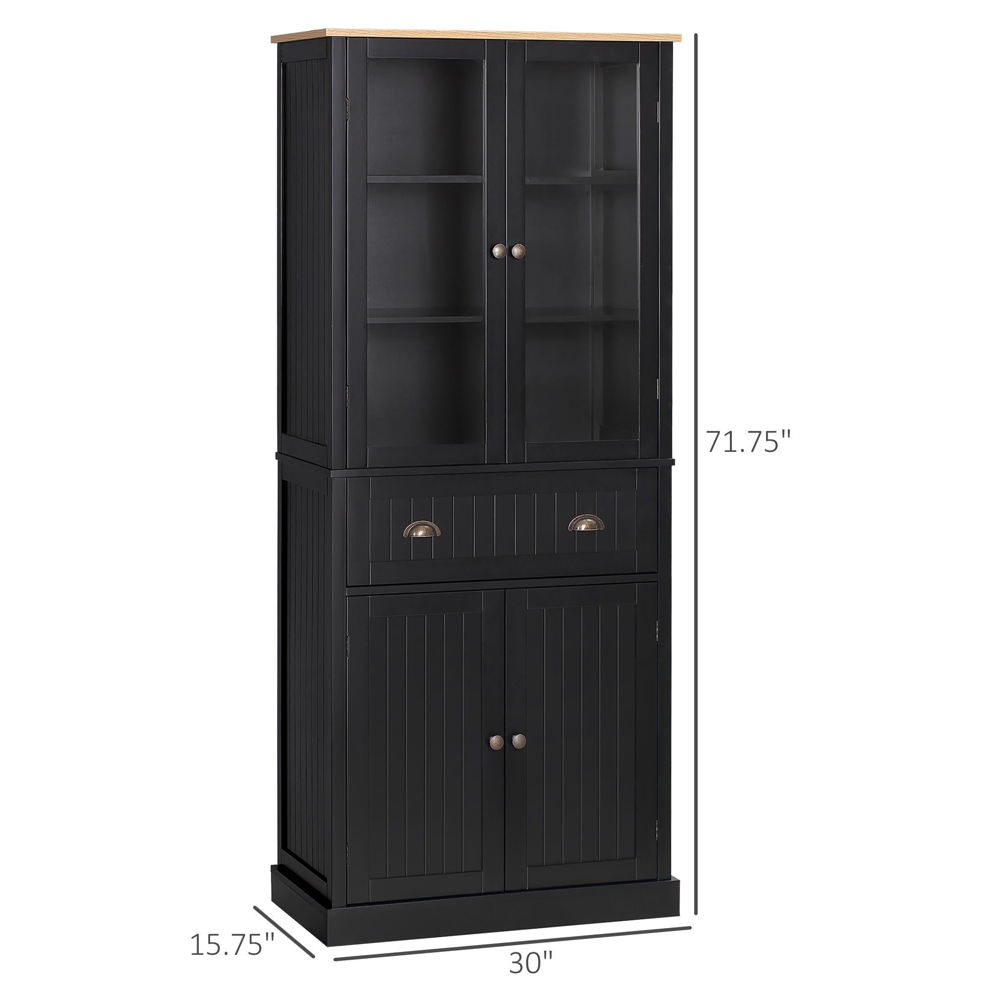 Kitchen Pantry Storage Cabinet, Freestanding Pantry Cabinets, 5-tier Kitchen Cabinet with Adjustable Shelves and Drawer, Black Kitchen Pantry Cabinets   at Gallery Canada