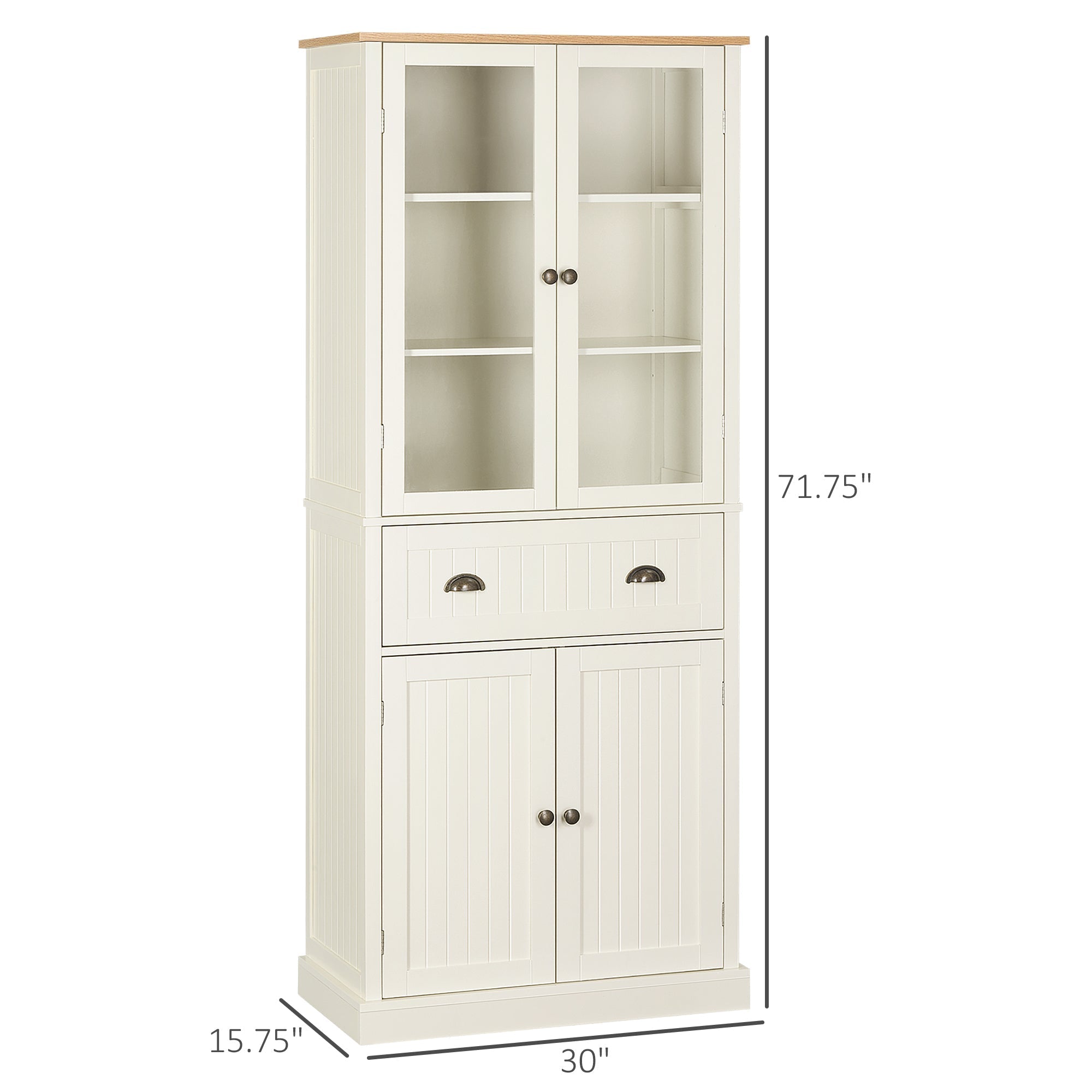 Kitchen Pantry Storage Cabinet, Freestanding Pantry Cabinets, 5-tier Kitchen Cabinet with Adjustable Shelves and Drawer, Cream White Kitchen Pantry Cabinets   at Gallery Canada