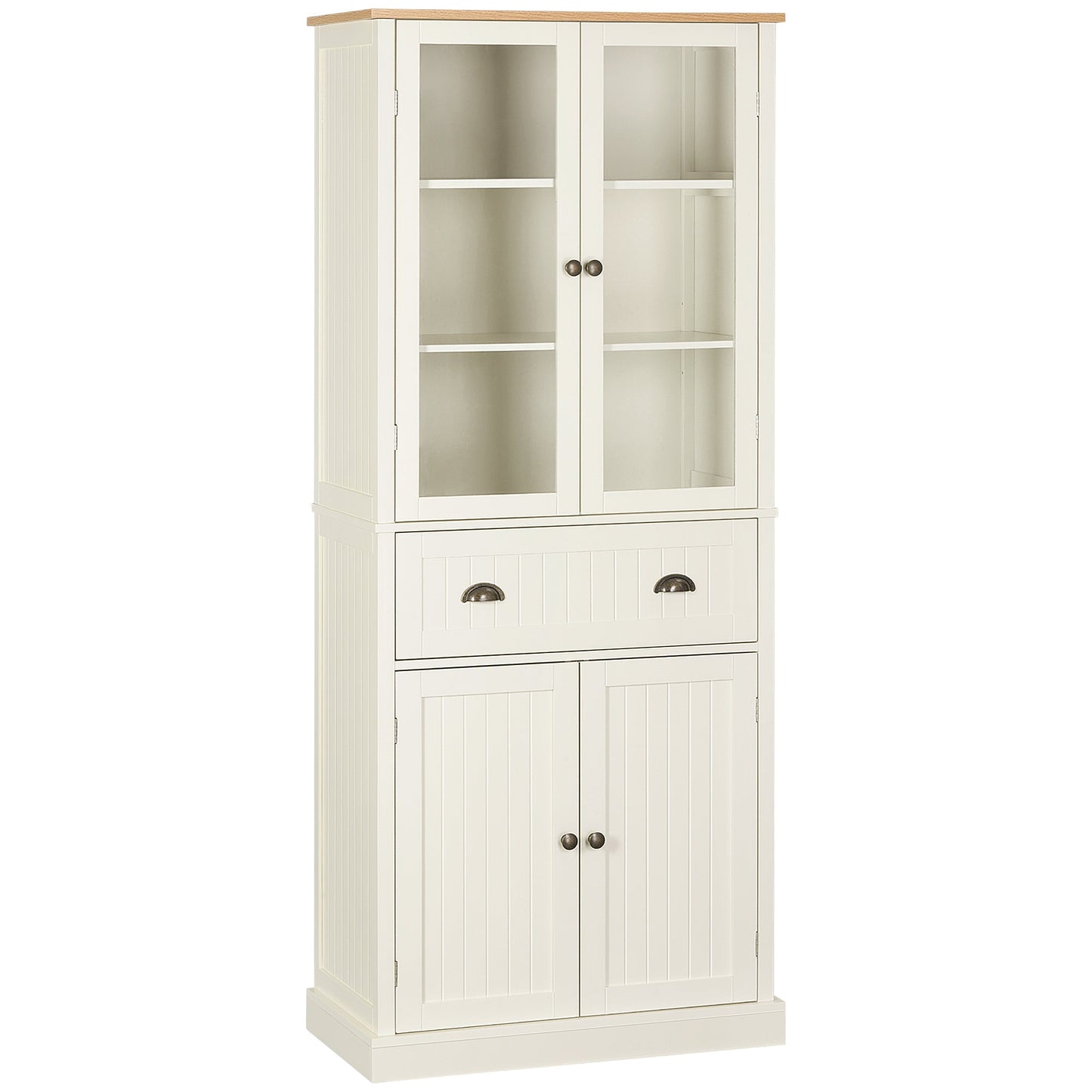 Kitchen Pantry Storage Cabinet, Freestanding Pantry Cabinets, 5-tier Kitchen Cabinet with Adjustable Shelves and Drawer, Cream White Kitchen Pantry Cabinets Cream  at Gallery Canada