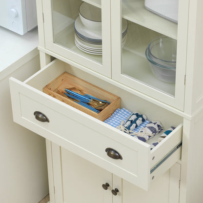 Kitchen Pantry Storage Cabinet, Freestanding Pantry Cabinets, 5-tier Kitchen Cabinet with Adjustable Shelves and Drawer, Cream White Kitchen Pantry Cabinets   at Gallery Canada