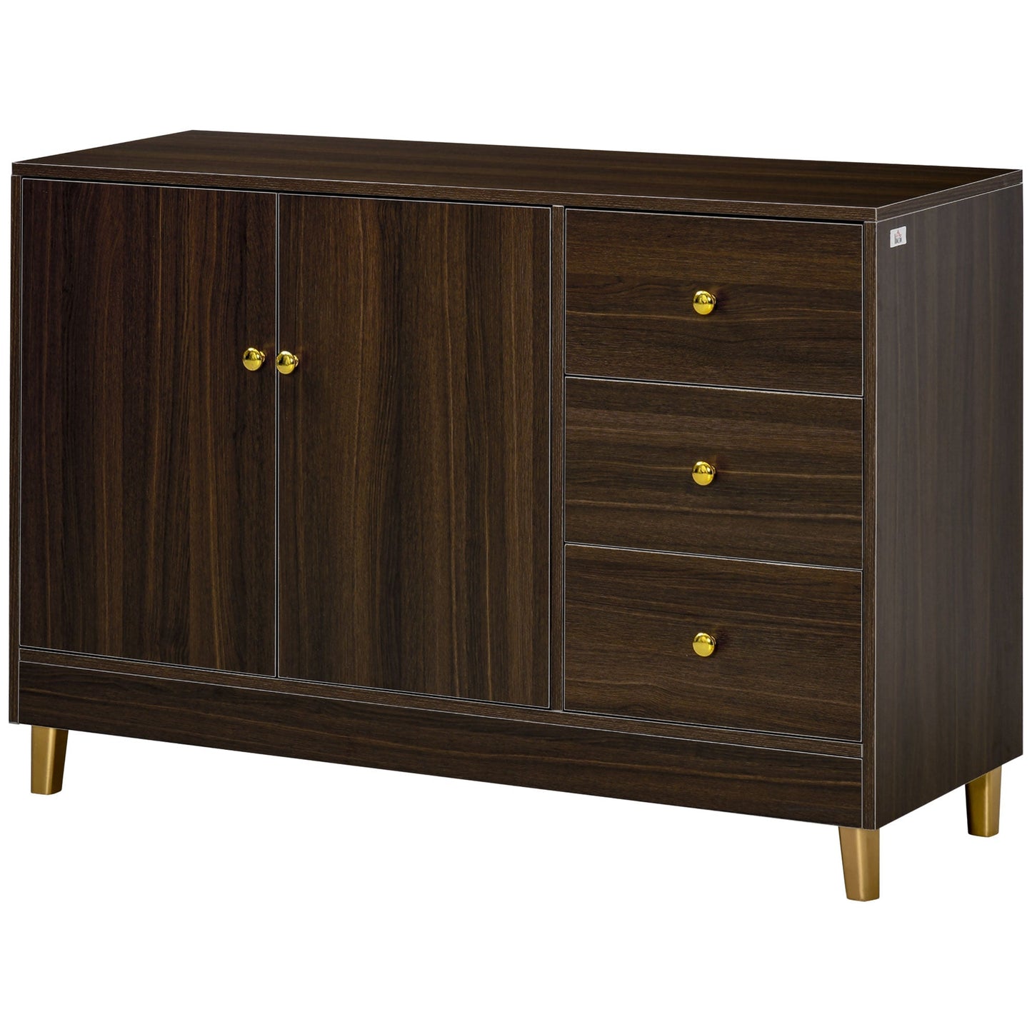 Kitchen Sideboard, Buffect Cabinet with Double Door Cupboard, 3 Drawers, Adjustable Shelf, Brown Bar Cabinets   at Gallery Canada