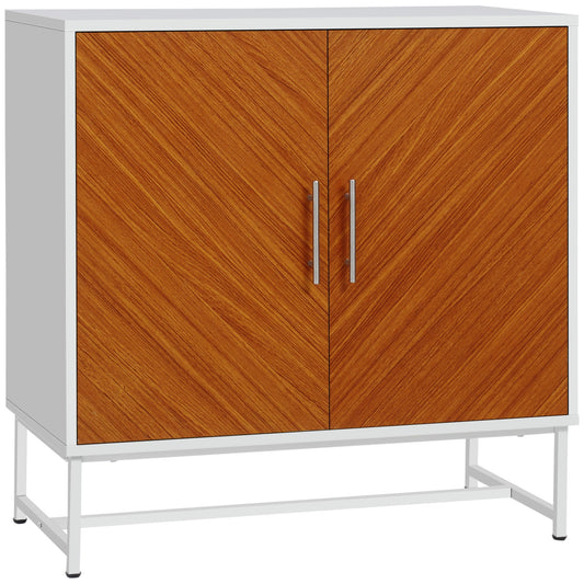 Kitchen Sideboard Buffet Cabinet with Adjustable Shelf, Metal Base, White, Brown Storage Cabinets Multi Colour  at Gallery Canada