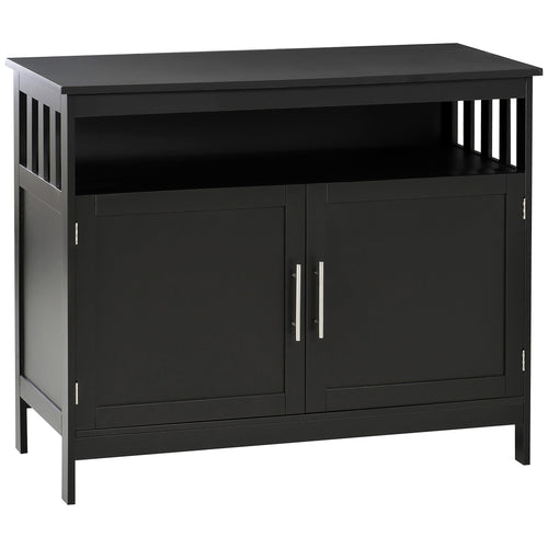 Kitchen Sideboard, Buffet Cabinet, Wooden Storage Console Table with 2-Level Cabinet and Open Shelf, Black