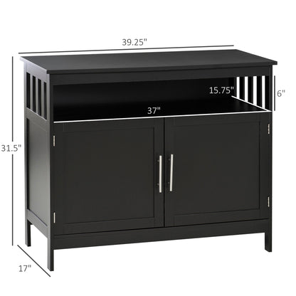 Kitchen Sideboard, Buffet Cabinet, Wooden Storage Console Table with 2-Level Cabinet and Open Shelf, Black Bar Cabinets   at Gallery Canada