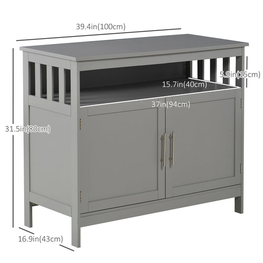 Kitchen Sideboard, Buffet Cabinet, Wooden Storage Console Table with 2-Level Cabinet and Open Shelf, Grey Bar Cabinets Grey  at Gallery Canada