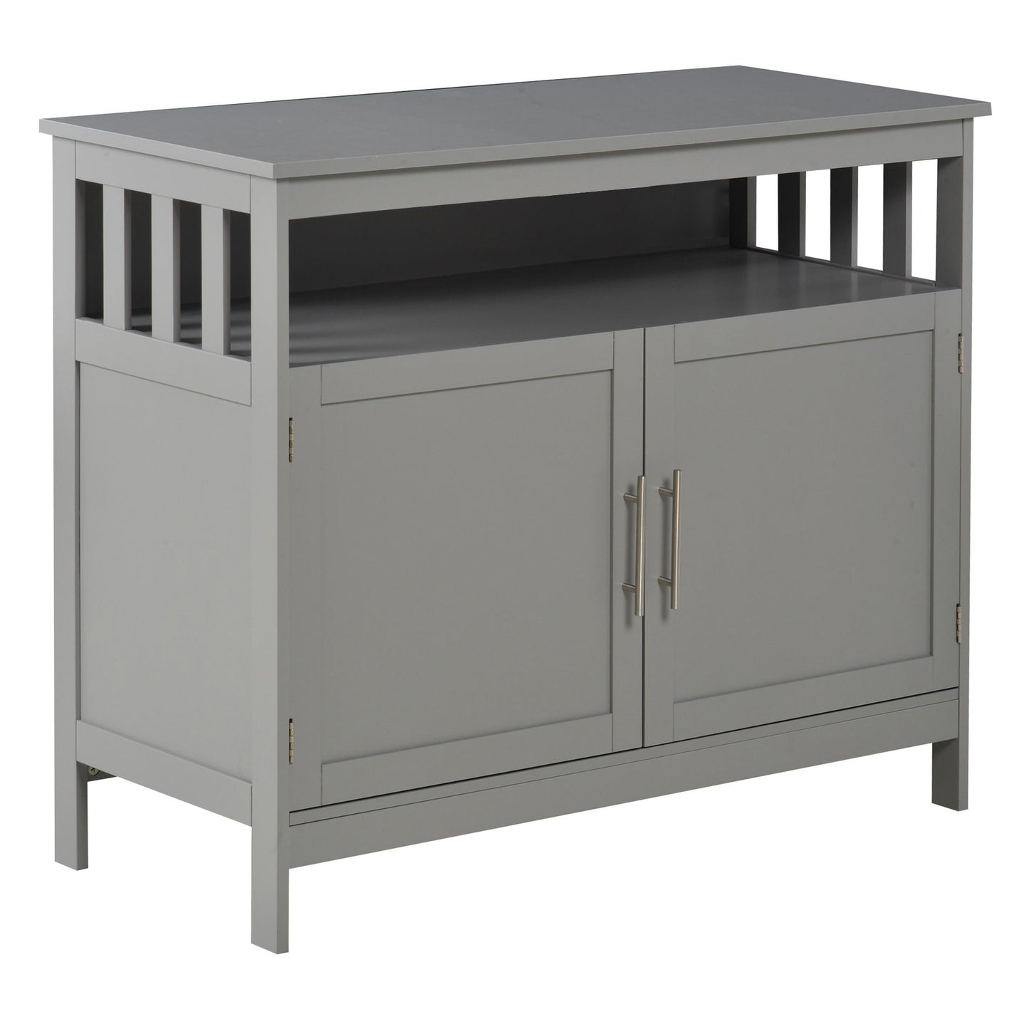 Kitchen Sideboard, Buffet Cabinet, Wooden Storage Console Table with 2-Level Cabinet and Open Shelf, Grey Bar Cabinets   at Gallery Canada