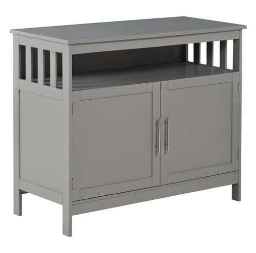 Kitchen Sideboard, Buffet Cabinet, Wooden Storage Console Table with 2-Level Cabinet and Open Shelf, Grey