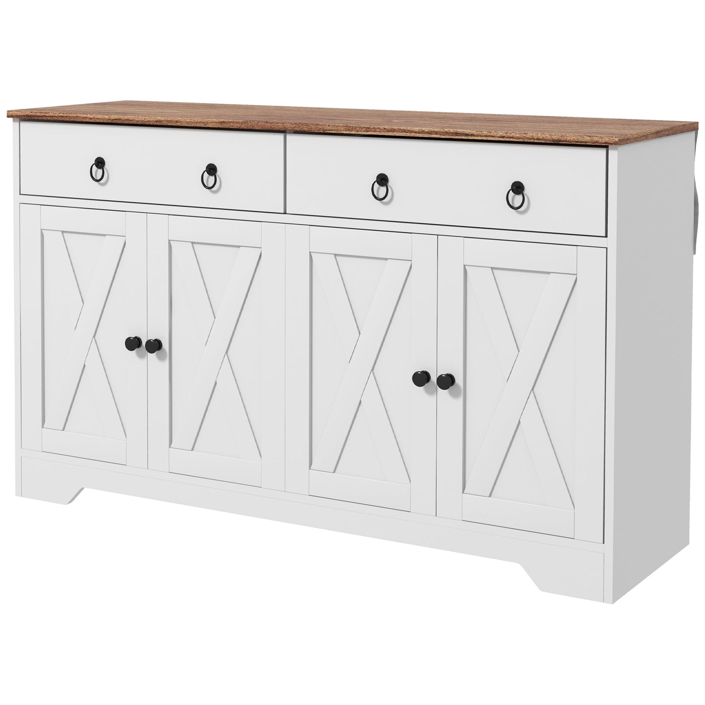 Kitchen Sideboard Cabinet with 2 Drawers, 4 Barn Doors and 2 Adjustable Shelves, Buffet Table for Living Room, White Bar Cabinets Multi Colour  at Gallery Canada