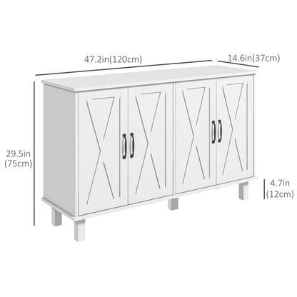 Kitchen Sideboard Cabinet with 4 Barn Doors and 2 Adjustable Shelves, Buffet Table for Living Room, Hallway, White Bar Cabinets   at Gallery Canada