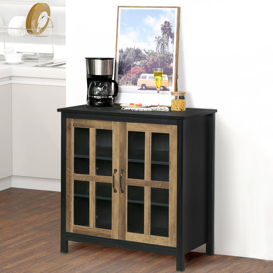 Glass Door Buffet Cabinet with Adjustable Shelf, Kitchen Sideboard, Black Bar Cabinets Multi Colour  at Gallery Canada