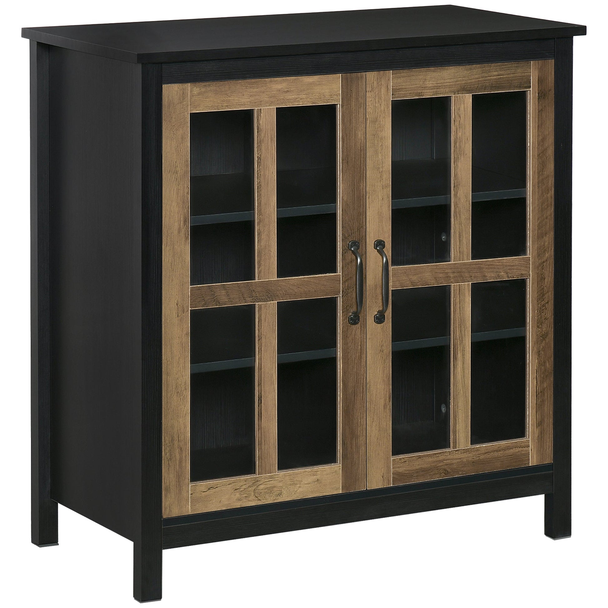 Glass Door Buffet Cabinet with Adjustable Shelf, Kitchen Sideboard, Black Bar Cabinets Multi Colour  at Gallery Canada