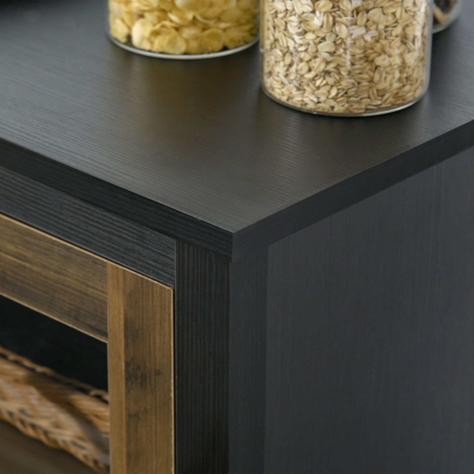 Glass Door Buffet Cabinet with Adjustable Shelf, Kitchen Sideboard, Black Bar Cabinets   at Gallery Canada