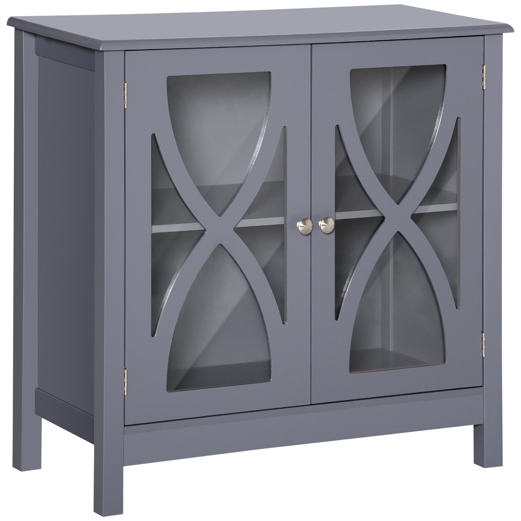 Kitchen Sideboard, Glass Door Buffet Cabinet, Bathroom Storage Cabinet with Adjustable Storage Shelf for Dining Room, Living Room, Grey Bar Cabinets   at Gallery Canada