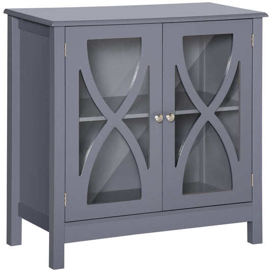 Kitchen Sideboard, Glass Door Buffet Cabinet, Bathroom Storage Cabinet with Adjustable Storage Shelf for Dining Room, Living Room, Grey Bar Cabinets Grey  at Gallery Canada