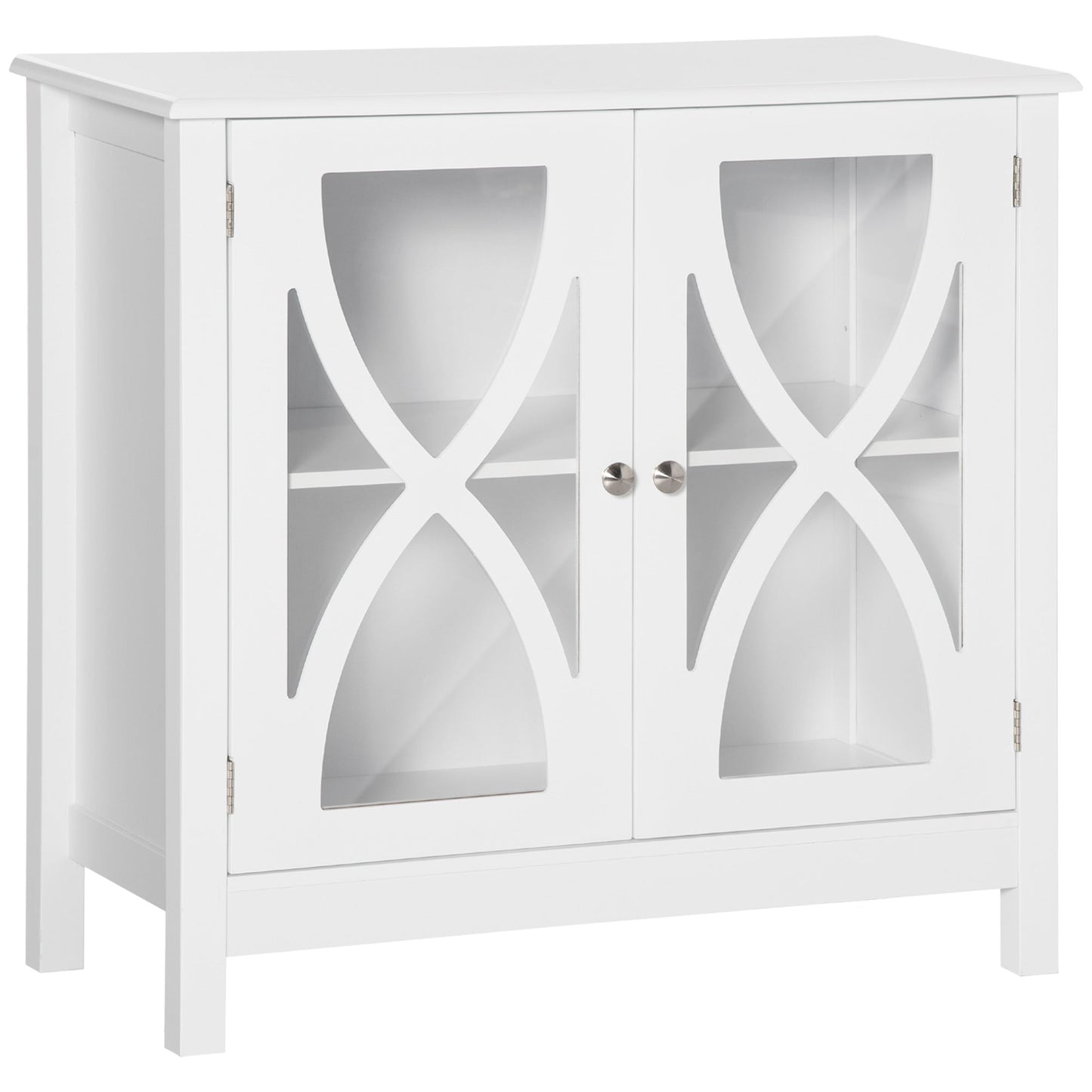 Kitchen Sideboard, Glass Door Buffet Cabinet, Bathroom Storage Cabinet with Adjustable Storage Shelf for Dining Room, Living Room, White Bar Cabinets White  at Gallery Canada