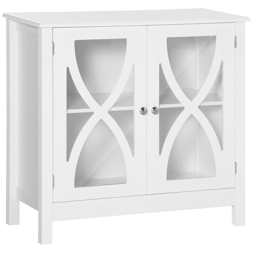 Kitchen Sideboard, Glass Door Buffet Cabinet, Bathroom Storage Cabinet with Adjustable Storage Shelf for Dining Room, Living Room, White