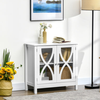 Kitchen Sideboard, Glass Door Buffet Cabinet, Bathroom Storage Cabinet with Adjustable Storage Shelf for Dining Room, Living Room, White Bar Cabinets   at Gallery Canada