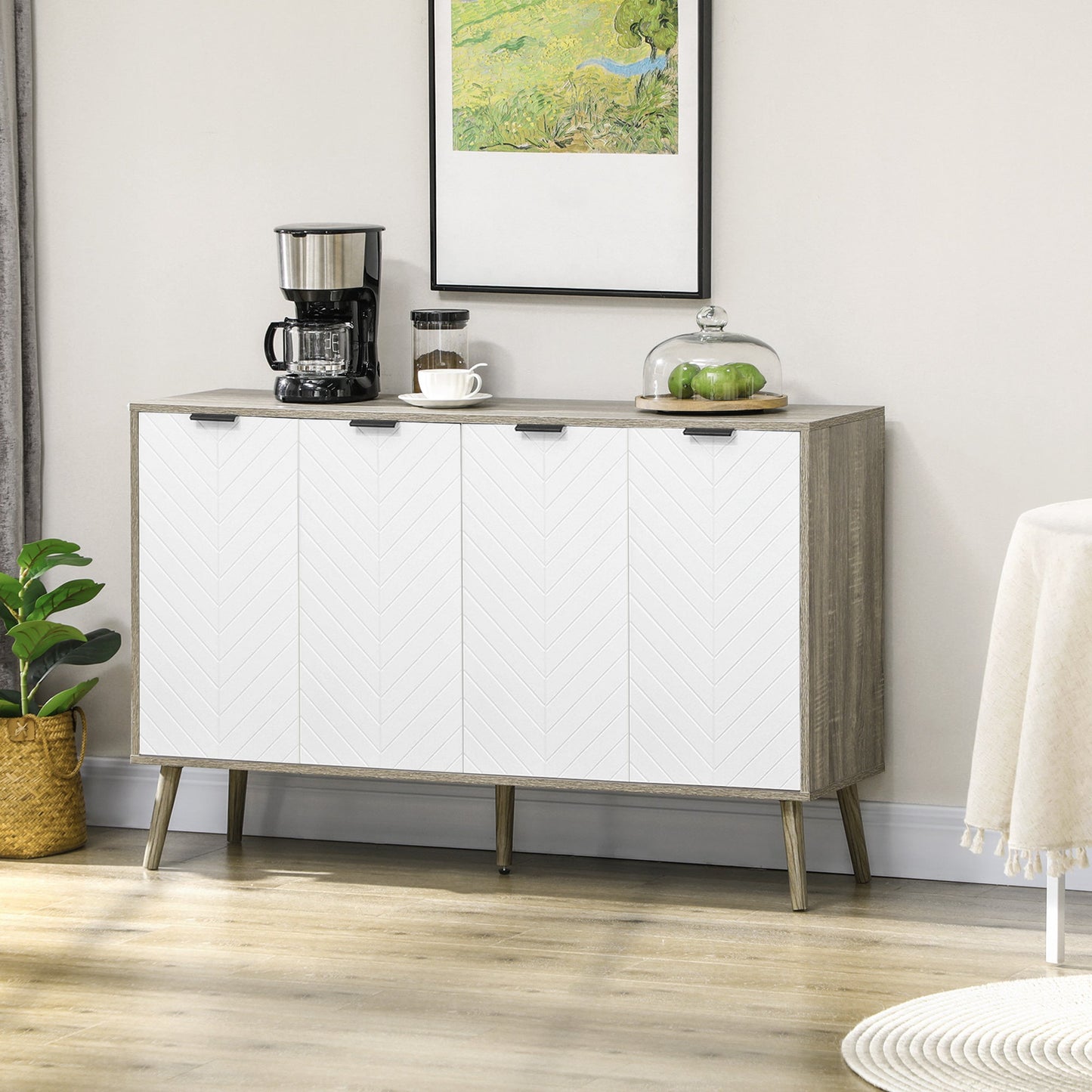 Kitchen Sideboard, Modern Storage Cabinet, Accent Cupboard with Adjustable Shelves, Grayish Brown Bar Cabinets   at Gallery Canada