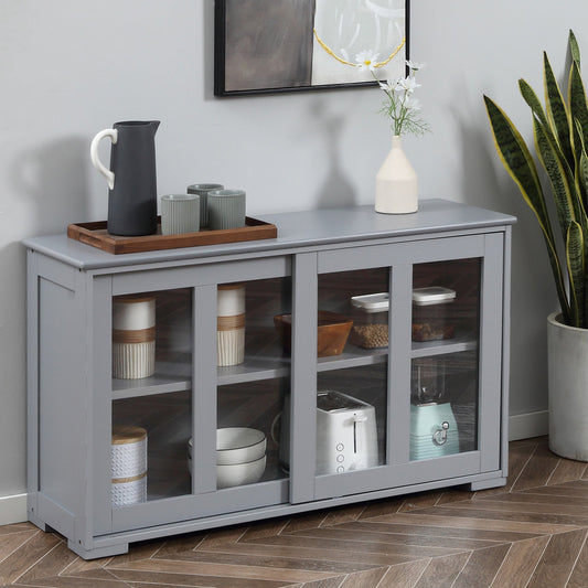 Kitchen Sideboard, Stackable Storage Cabinet, Sliding Glass Door Console, Serving Buffet for Kitchen &; Dining Room Bar Cabinets Light Grey  at Gallery Canada