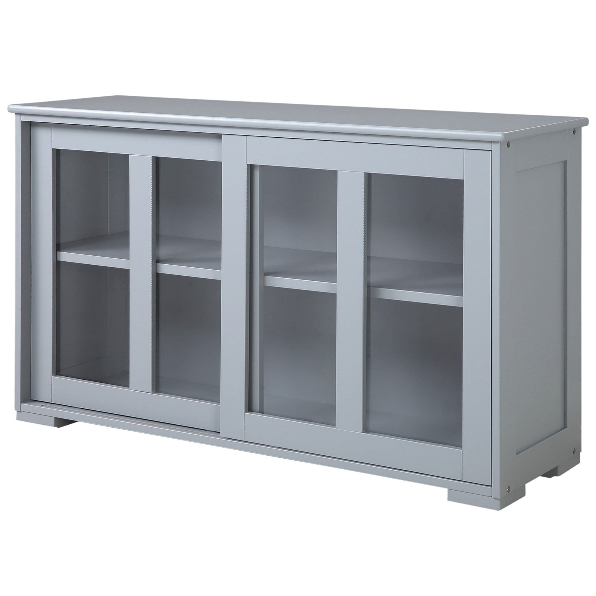 Kitchen Sideboard, Stackable Storage Cabinet, Sliding Glass Door Console, Serving Buffet for Kitchen &; Dining Room Bar Cabinets Light Grey  at Gallery Canada