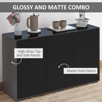 Kitchen Sideboard Storage Cabinet, Modern Coffee Bar with Push-Open Design and 2 Drawers for Living Room, Black Bar Cabinets   at Gallery Canada