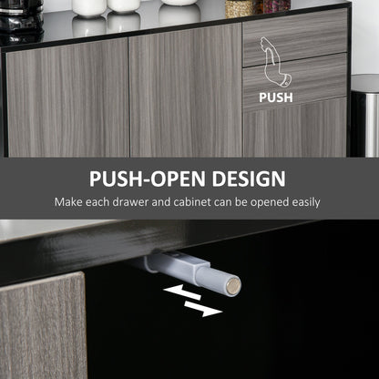 Kitchen Sideboard Storage Cabinet, Modern Coffee Bar with Push-Open Design and 2 Drawers for Living Room, Black Bar Cabinets   at Gallery Canada