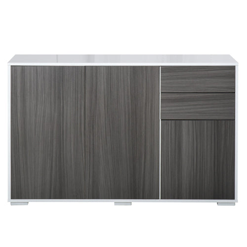 Kitchen Sideboard Storage Cabinet, Modern Coffee Bar with Push-Open Design and 2 Drawers for Living Room, Light Grey