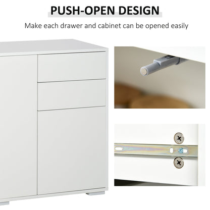 Kitchen Sideboard Storage Cabinet, Modern Coffee Bar with Push-Open Design and 2 Drawers for Living Room, White Bar Cabinets   at Gallery Canada