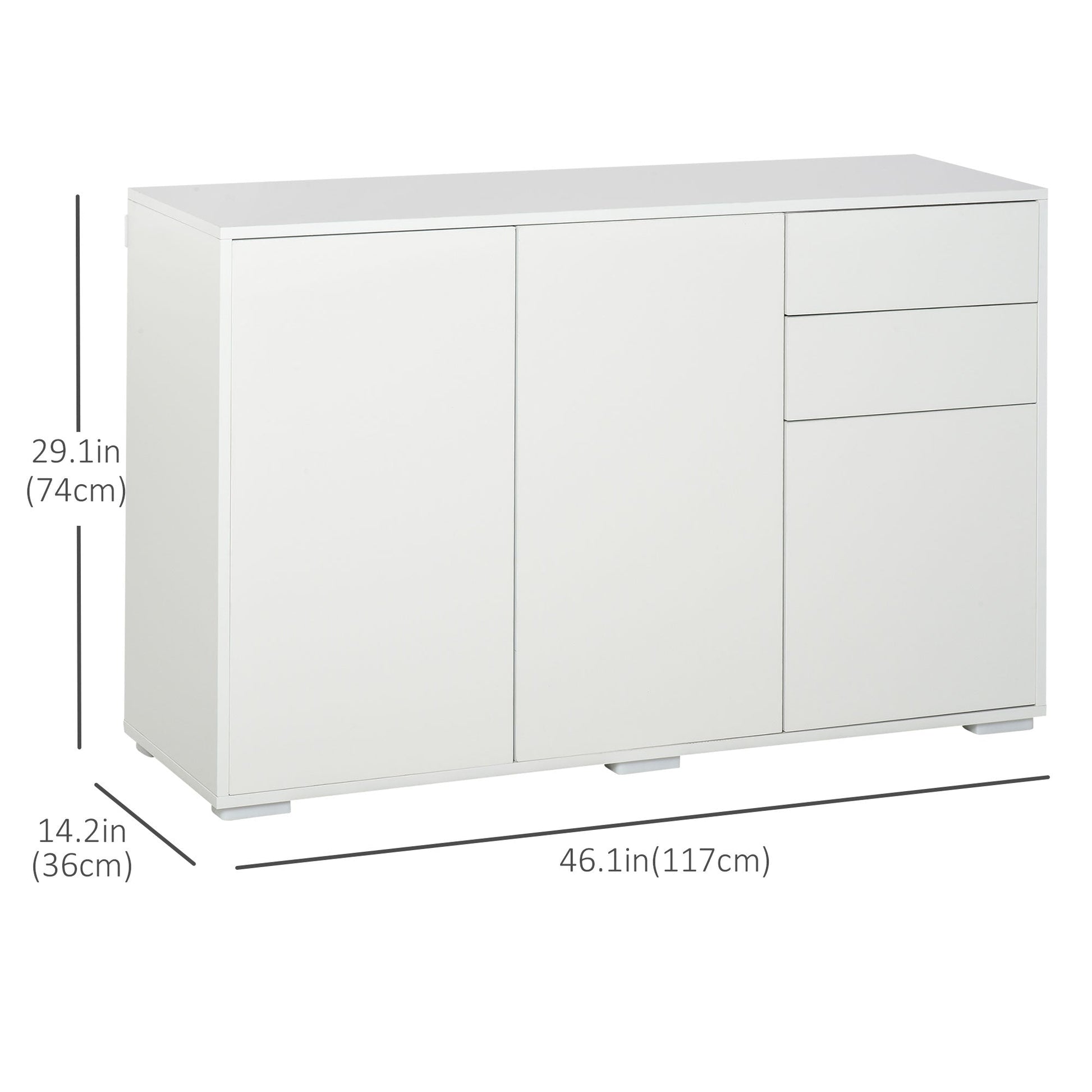 Kitchen Sideboard Storage Cabinet, Modern Coffee Bar with Push-Open Design and 2 Drawers for Living Room, White Bar Cabinets White  at Gallery Canada