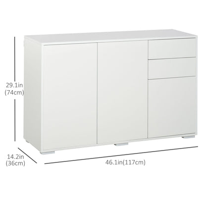 Kitchen Sideboard Storage Cabinet, Modern Coffee Bar with Push-Open Design and 2 Drawers for Living Room, White Bar Cabinets White  at Gallery Canada