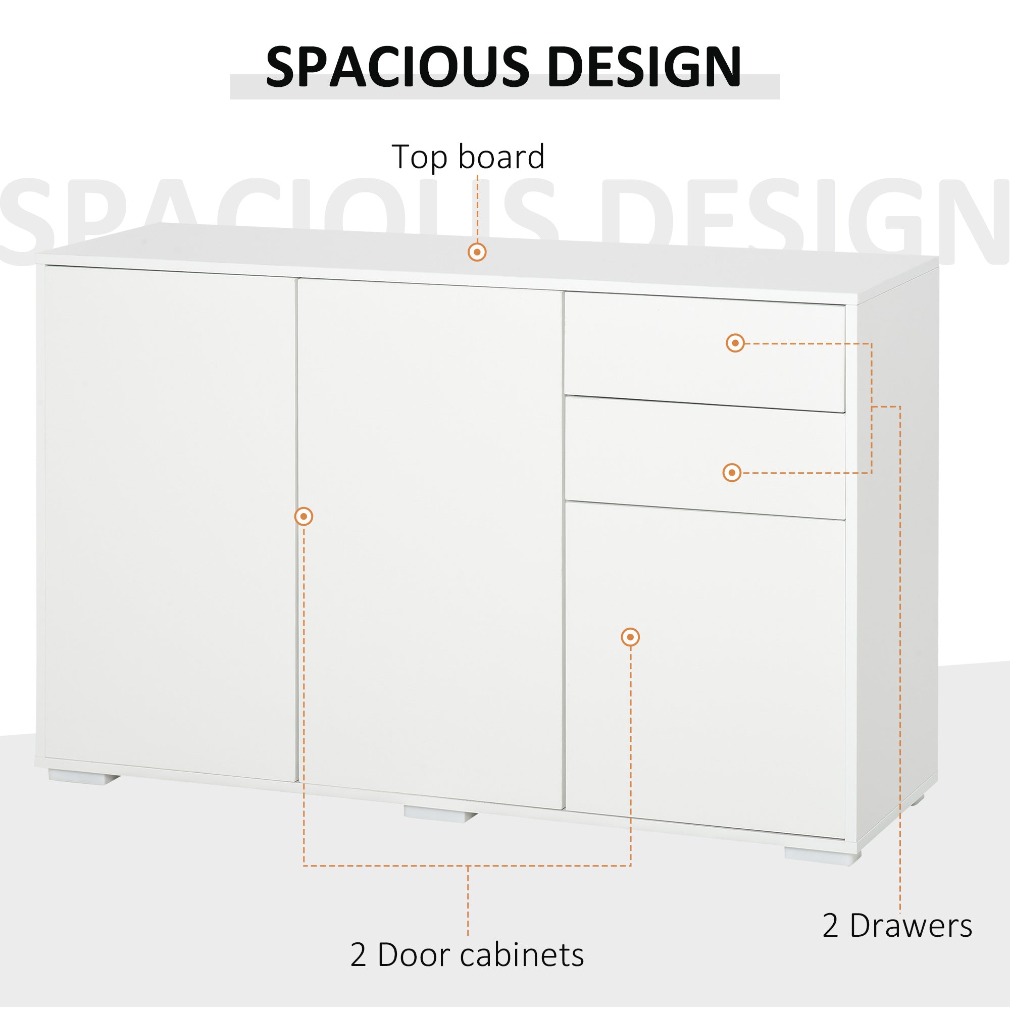 Kitchen Sideboard Storage Cabinet, Modern Coffee Bar with Push-Open Design and 2 Drawers for Living Room, White Bar Cabinets   at Gallery Canada