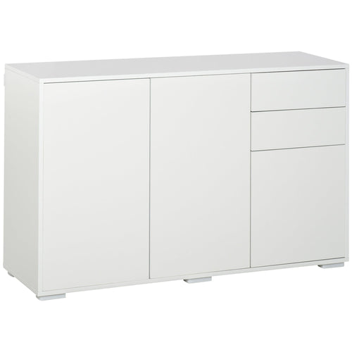 Kitchen Sideboard Storage Cabinet, Modern Coffee Bar with Push-Open Design and 2 Drawers for Living Room, White