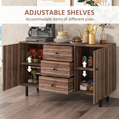 Kitchen Storage Sideboard, Buffet Cabinet with 2 Cupboard, 3 Drawers and Adjustable Shelves for Living Room Rustic Brown Bar Cabinets   at Gallery Canada