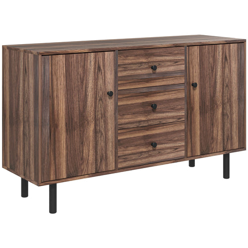 Kitchen Storage Sideboard, Buffet Cabinet with 2 Cupboard, 3 Drawers and Adjustable Shelves for Living Room Rustic Brown