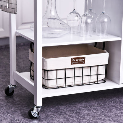 Kitchen Storage Trolley Cart Serving Cart 2 Drawers Wine Glass Rack Towel Rail Kitchen Islands & Kitchen Carts   at Gallery Canada