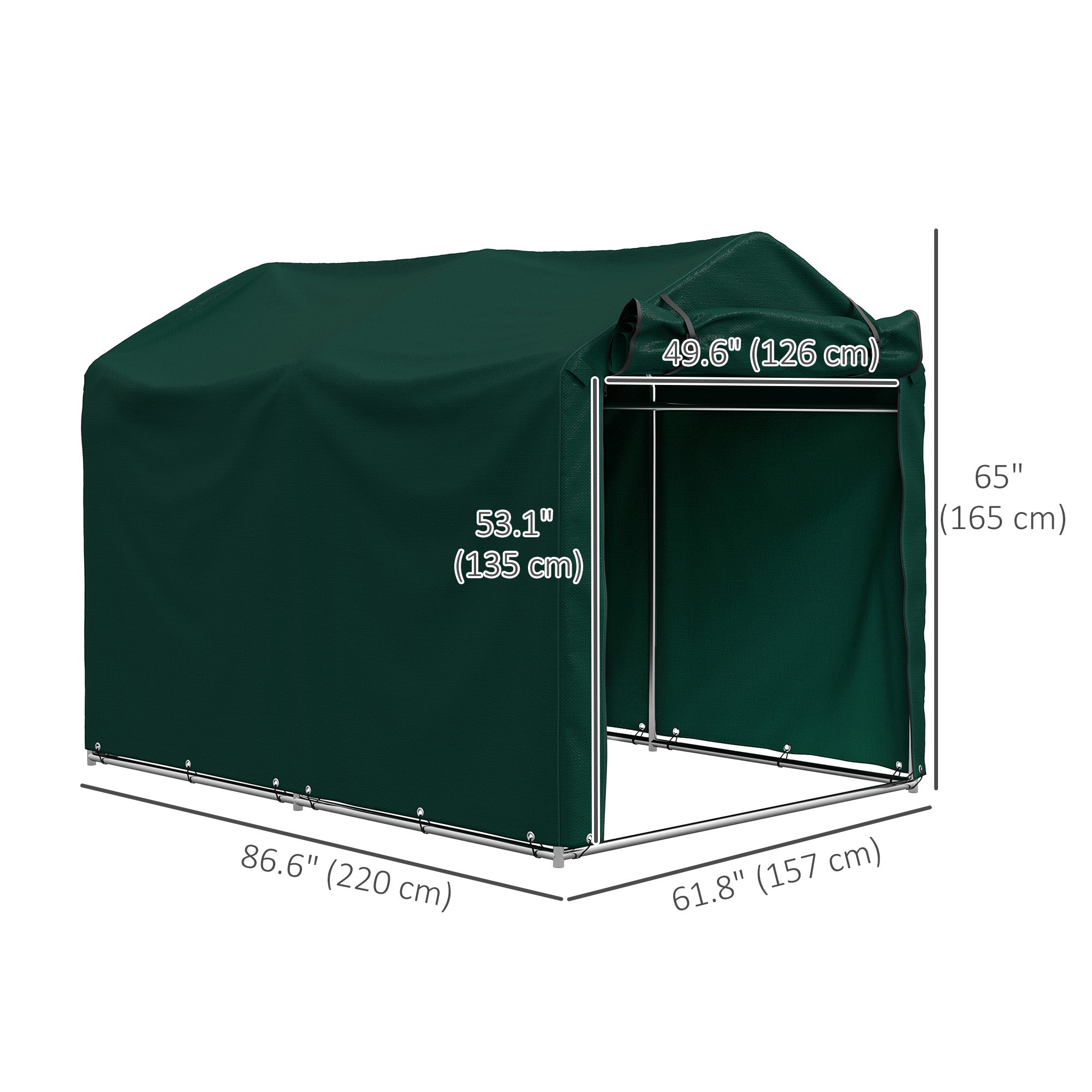 Outdoor Storage Shed, UV Resistant Bike Tent with Roll-up Zipper Door, Portable Shed for Bike, Motorcycle, Dark Green Sheds at Gallery Canada