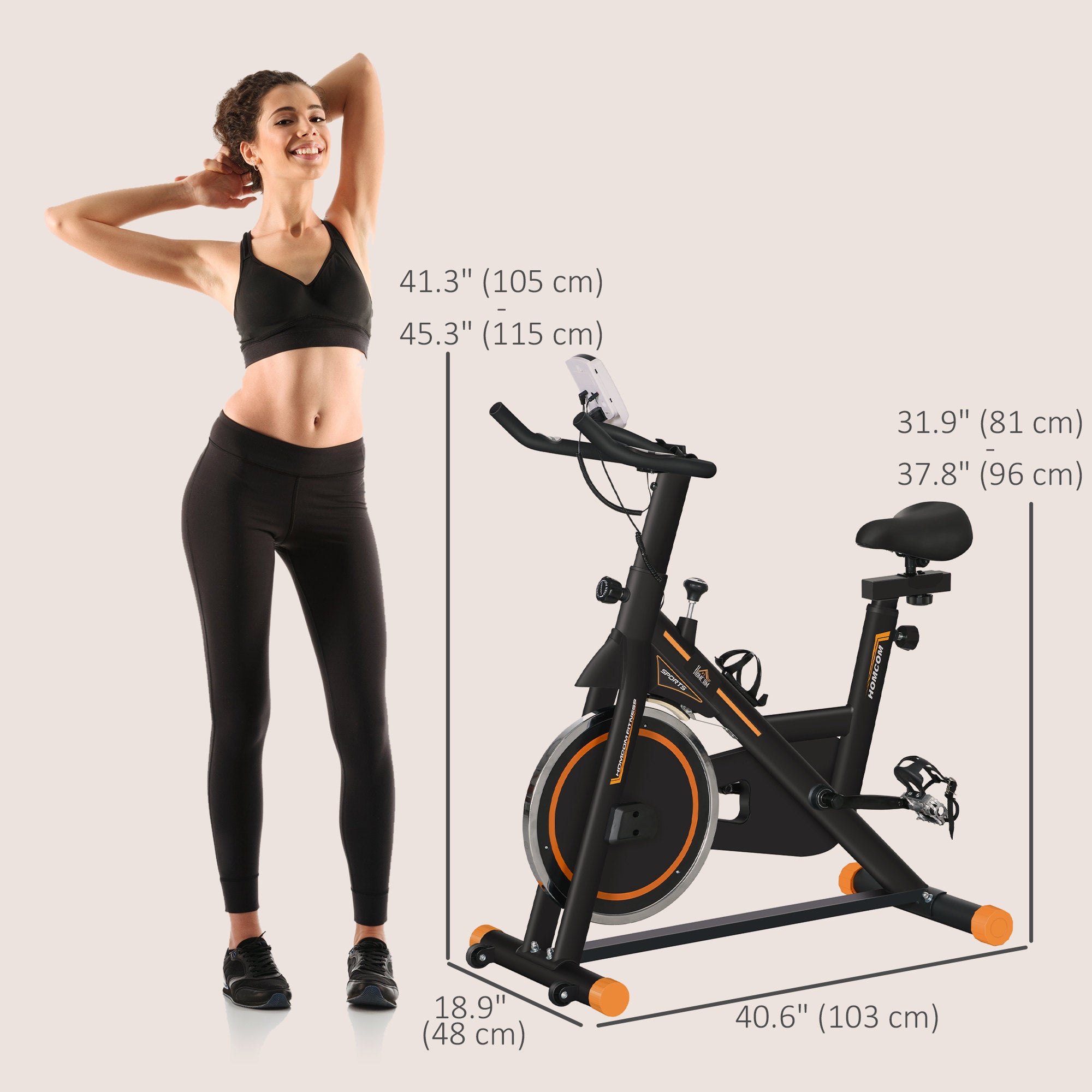 Upright Stationary Exercise Bike, Cardio Workout Training Bicycle w/ Adjustable Resistance LCD Monitor, Orange Exercise & Stationary Bikes at Gallery Canada