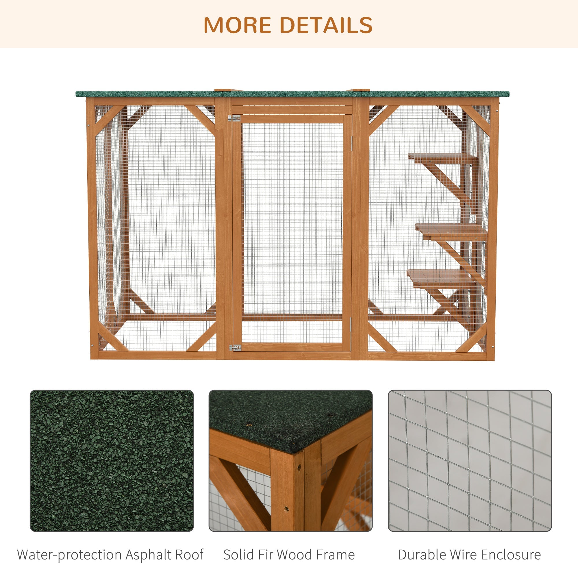 Multi-Level Cat Cage Catio with Waterproof Roof and Lock for Small Pets, Orange Outdoor Cat Enclosures   at Gallery Canada