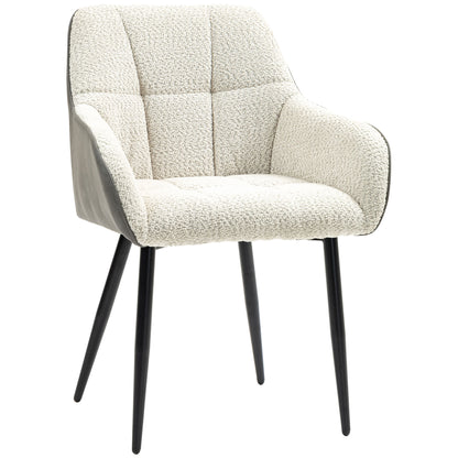 Accent Chair with Foot Pads, Living Room Chair with Chenille Fabric Front and PU Back, Cream White Accent Chairs   at Gallery Canada