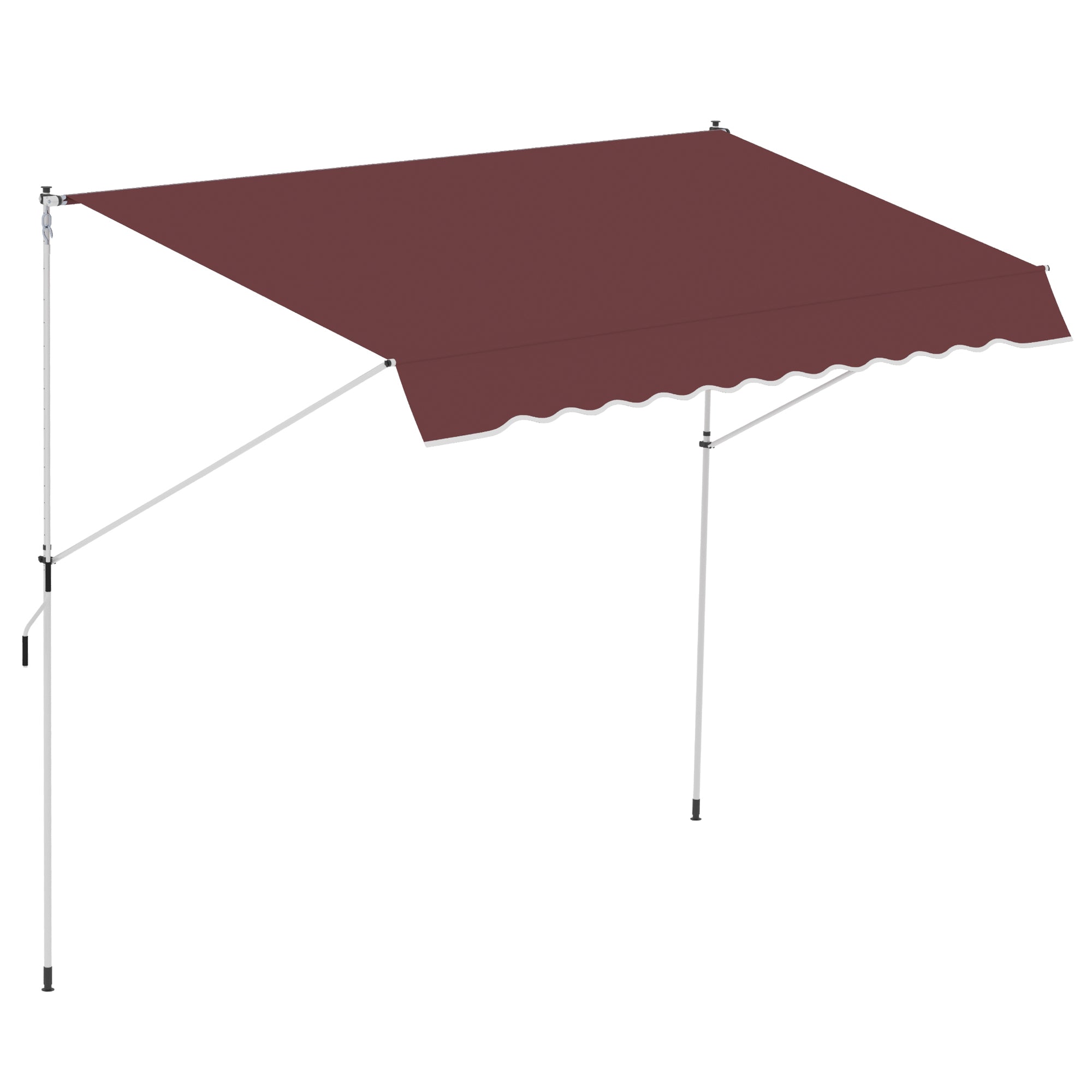 10x5ft Patio Sun Shade Canopy Manual Retractable Awning with 5.6-9.2ft Support Pole for Window, Door, Porch, Wine Red Patio Awnings at Gallery Canada