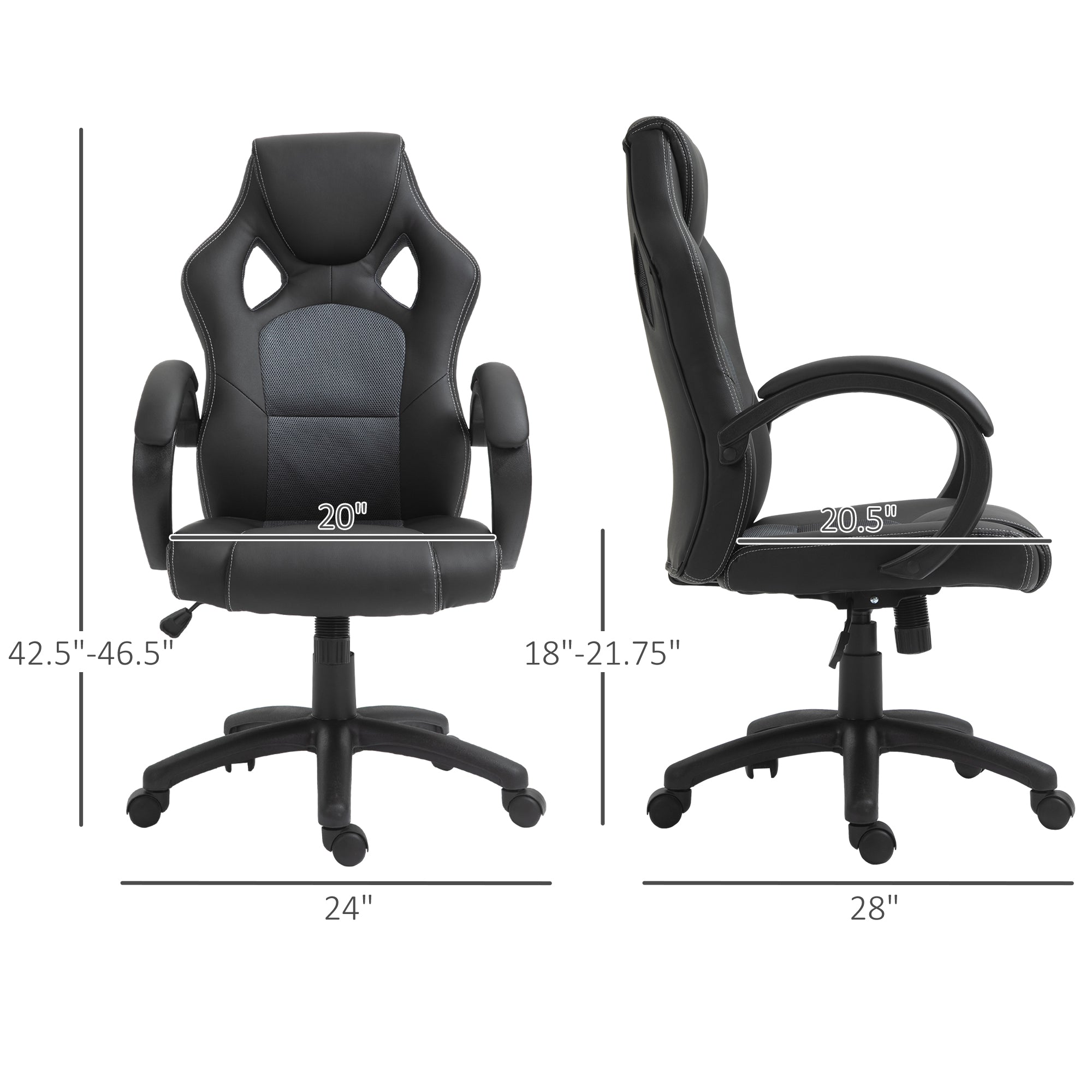 Racing Gaming Chair High Back Office Chair Computer Desk Gamer Chair with Swivel Wheels, Padded Headrest, Tilt Function, Grey Video Game Chairs Black Grey  at Gallery Canada